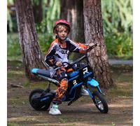 HOMCOM 24V Kids Electric Motorbike with Twist Grip Throttle, Music, Horn - Blue