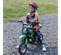 HOMCOM 24V Kids Electric Motorbike with Twist Grip Throttle, Music, Horn - Green