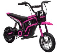 HOMCOM 24V Kids Electric Motorbike with Twist Grip Throttle, Music, Horn, 12" Pneumatic Tyres, Max Speed 16km/h, for Ages 8-12 Years - Pink