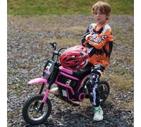 HOMCOM 24V Kids Electric Motorbike with Twist Grip Throttle, Music, Horn, 12" Pneumatic Tyres, Max Speed 16km/h, for Ages 8-12 Years - Pink