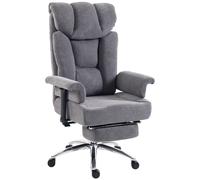 HOMCOM 250 kg Big and Tall Massage Office Chair with Heat, High Back, Height Adjustable Linen Executive Desk Chair, Dark Grey