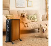 HOMCOM 2500W Oil Filled Portable Radiator Heater w/ Remote Control - Black [EEK: A+]