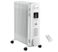 HOMCOM 2500W Oil Filled Portable Radiator Heater w/ Remote Control - White [EEK: A]