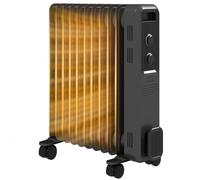 HOMCOM 2500W Oil Filled Radiator 11 Fin Portable Electric Heater Grey