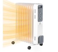HOMCOM 2500W Oil Filled Radiator 11 Fin Portable Electric Heater White