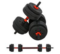 HOMCOM 25kg Adjustable 2 in 1 Babell Dumbbells Weight Set fo Body Fitness Liftin