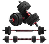 25kg 2 IN 1 Adjustable Dumbbells Weight Set - Dumbbell Hand Weight Barbell for Body Fitness - Lifting Training for Home - Office - Gym - Black Set Fit