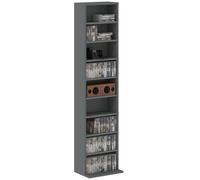 HOMCOM 260 CD/120 DVD Storage Unit with 9 Compartments,Grey | Blu-ray Media Storage Shelf, 6 Adjustable Shelves, CD Tower, Living Room, Bedroom, Office