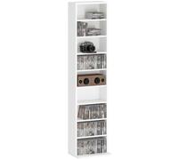 HOMCOM 260 CD/120 DVD Storage Unit with 9 Compartments, White | Blu-ray Media Storage Shelf, 6 Adjustable Shelves, CD Tower, Living Room, Bedroom, Office