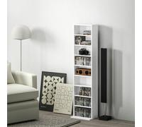 HOMCOM 260 CD Storage Unit 120 DVD Storage Tower with 9 Compartments Black - White