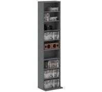 HOMCOM 260 CD/120 DVD Storage Unit, Blu-ray Media Storage Shelf with 9 Compartments and 6 Adjustable Shelves, CD Tower for Living Room, Bedroom, Office, Grey