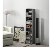 Homcom 260 Cd Storage Unit 120 Dvd Storage Tower With 9 Compartments In Grey Grey One Size