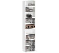 HOMCOM 260 CD Storage Unit 120 DVD Storage Tower with 9 Compartments White, White