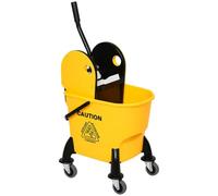 HOMCOM 26L Mop Bucket with Wringer Mop Bucket on Wheels Yellow | Carry Handle, Plastic Body, for Household
