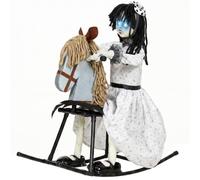 HOMCOM 72cm Animated Halloween Rocking Horse Girl Animatronic Haunted Doll