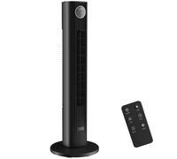 HOMCOM 28dB Tower Fan for Bedroom, 26 ft/s Velocity Standing Cooling Fan with 80° Oscillating, 12 Speeds, LED Display, 4 Modes, 12H Timer, Remote Control, 36 inch, Black