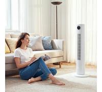 HOMCOM 28dB Tower Fan for Bedroom, 26 ft/s Velocity Standing Fan - White
