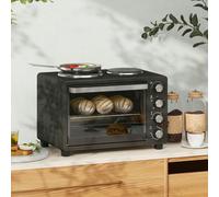 HOMCOM 28L Countertop Toaster Oven with 2 Hot Plates, Grill, Roast