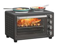 HOMCOM 28L Toaster Oven with Double Hotplate with Hob 1600W Black