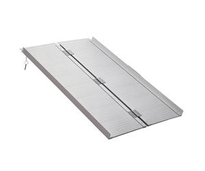 Homcom 2Ft/3Ft/4Ft Aluminium Folding Wheelchair Ramp Equipment Mobility Suitcase In Silver Silver
