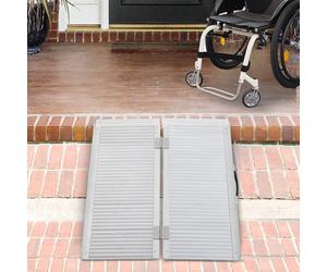 HOMCOM 2ft/3ft/4ft Aluminium Folding Wheelchair Ramp Equipment Mobility Suitcase in Silver | Size: Small HOMCOM Silver S