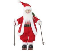 HOMCOM 2ft Life Size Singing Skiing Santa Claus with Posable Arms | 66 cm Standing Musical Animated Santa with Skiboard, Poles, Sack, Handcrafted, Sound Touch Activated, Moving Christmas Figure