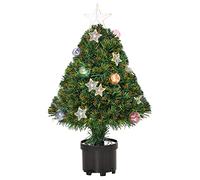HOMCOM 2' LED Prelit Artificial Fibre Optic Tabletop Christmas Tree, Green