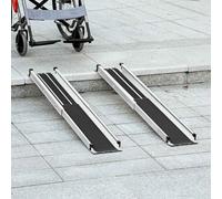 HOMCOM 2PCS Telescopic Wheelchair Ramps, 2.5-4FT/ 75-122cm, 270kg, Folding Aluminium Door Threshold Ramps for Home, Mobility Scooters, Doorways, Steps, Stairs, with Non-slip Surface, Carrying Bag Silv
