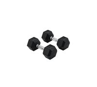 HOMCOM 2x10kg Rubber Hex Dumbbell Set Anti-Rolling Free Weights Dumbbells Pair with Knurled Grip for Home Gym Strength Training Exercise