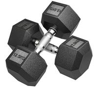 HOMCOM 2x12.5KG Rubber Hex Dumbbell Portable Hand Weights Dumbbell for Home Gym Workout Fitness