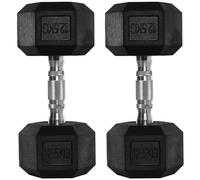 HOMCOM 2x12.5kg Rubber Hex Dumbbell Portable Hand Weights Dumbbell Home Gym Workout Fitness Hand Dumbbell