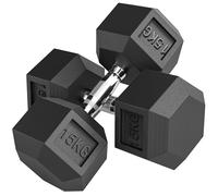 HOMCOM 2x15KG Rubber Hex Dumbbell Portable Hand Weights for Home Gym