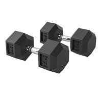 HOMCOM 2x15KG Rubber Hex Dumbbell Portable Hand Weights Dumbbell for Home Gym Workout Fitness