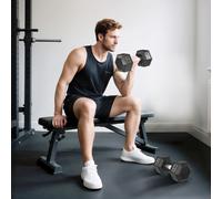 HOMCOM 35KG Rubber Hex Dumbbell Portable Hand Weights Home Gym, Black