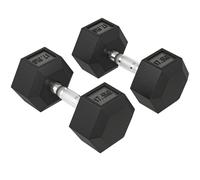 HOMCOM 35KG Rubber Hex Dumbbell Portable Hand Weights Home Gym, Black