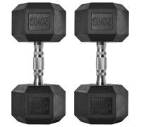 HOMCOM 2x20kg Rubber Hex Dumbbell Portable Hand Weights Home Gym