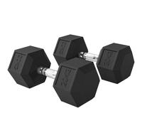 HOMCOM 2x20KG Rubber Hex Dumbbell Portable Hand Weights for Home Gym