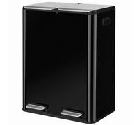 HOMCOM 2x30L Kitchen Bin, Stainless Steel Recycling Bin, High Gloss Black HOMCOM Black