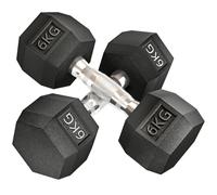 HOMCOM 2x4kg/2x5kg/2x6kg/2x8kg/2x10kg Rubber Hex Dumbbell Set Anti-Rolling Free Weights Dumbbells Pair with Knurled Grip for Home Gym Strength Training Exercise