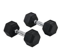 HOMCOM 2x4kg/2x5kg/2x6kg/2x8kg/2x10kg Rubber Hex Dumbbell Set Anti-Rolling Free Weights Dumbbells Pair with Knurled Grip for Home Gym Strength Training Exercise