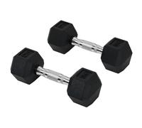 HOMCOM 2x4kg/2x5kg/2x6kg/2x8kg/2x10kg Rubber Hex Dumbbell Set Anti-Rolling Free Weights Dumbbells Pair with Knurled Grip for Home Gym Strength Training Exercise
