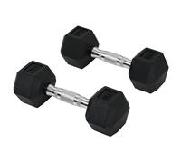 HOMCOM 2x5kg Rubber Hex Dumbbell Set Anti-Rolling Free Weights Dumbbells