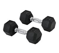 Hexagonal Dumbbells Kit Weight Lifting Exercise for Home Fitness HOMCOM Black Standard