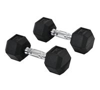 HOMCOM 2x6kg Rubber Hex Dumbbell Set Anti Rolling Free Weights Pair