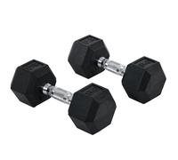 HOMCOM 2x8kg Rubber Hex Dumbbell Set Anti-Rolling Free Weights Dumbbells Pair with Knurled Grip for Home Gym Strength Training Exercise