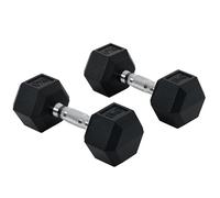 HOMCOM 2x8kg Rubber Hex Dumbbell Set Anti-Rolling Free Weights Dumbbells Pair with Knurled Grip for Home Gym Strength Training Exercise