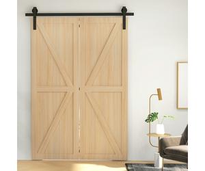 HOMCOM 3/4FT Bi-Folding Sliding Barn Door Hardware Kit Sliding Door - 152.2W x 0.5D x 4Hcm - Black