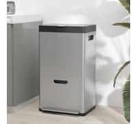 Homcom 3 Compartment Kitchen Bin, 56L Stainless Steel Pedal Bin With Wheels
