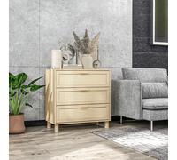 HOMCOM 3 Drawer Cabinet Storage Cupboard Sideboard Organiser Living Room - Nature Wood - 3