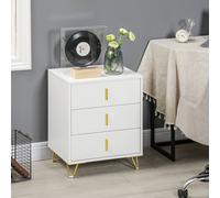 Homcom 3 Drawer Dresser, Chest Of Drawers Storage Cabinet, White White